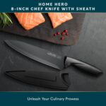 Home Hero Kitchen Knife Set, Chef Knife & Kitchen Sashimi Knives – Ultra-Sharp High Carbon Stainless Steel Knives with Ergonomic Handles (1 Pcs – Black)