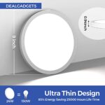 DEALGADGETS Flush Mount Ceiling Light Fixtures,24W Flat led Light for Ceiling,6000K 2200LM Ultra Thin Round White Lamp for Bedroom Kitchen,Bathroom,Garage,Living Room, Dining Room