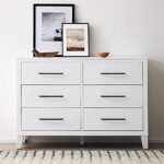Edenbrook Bedroom-Six Drawer-Modern Design-Easy Assembly Dresser, 55L x 16W x 36H inches, White