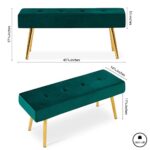 Homedot Bench for Entryway, Upholstered Dining Bench with No Arms Accent Bench Elegant Velvet Living Room Bench Tufted with Strong Metal Legs for Unisex