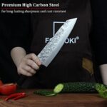 FODCOKI 8 inch Japanese Gyuto Chef Knife Professional All Purpose Kiritsuke Kitchen Knife- Forged Sharp Cutting Meat Knives- High Carbon Steel Wood Handle