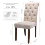 COLAMY Upholstered Dining Chairs Set of 4, Tufted Parsons Diner Chairs Fabric Dining Room Chairs Side Chair Stylish Kitchen Chairs with Solid Wood Legs and Padded Seat – Beige
