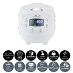 Yum Asia Panda Mini Rice Cooker With Ninja Ceramic Bowl and Advanced Fuzzy Logic (3.5 cup, 0.63 litre) 4 Rice Cooking Functions, 4 Multicooker functions, Motouch LED display – 120V (Arctic White)