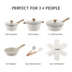 SENSARTE Nonstick Ceramic Cookware Set 13-Piece, Healthy Pots and Pans Set, Non-toxic Kitchen Cooking Set with Stay-Cool Handles, Silicone Tools and Pot Protectors, PFAS and PFOA Free