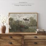 InSimSea Framed Canvas Wall Art Home Decor Large Artwork for Wall The Artist’s Garden in Argenteuil by Monet Paintings Prints Wall Art for Office Kitchen Bathroom Decor 16x24in/40x60cm