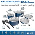 Granitestone 10 Piece Pots and Pans Set Nonstick Cookware Set with Ultra Nonstick Coating, Ceramic Cookware Set, Non Stick Pots and Pans Set with Lids + Utensils, Dishwasher/Oven Safe, Non Toxic
