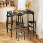 Qsun Dining Table Set for 4, 5 Piece Counter Height Kitchen Table and Chairs Set Dining Table Set with 4 Chairs for Kitchen, Dining Room, Breakfast Nook and Home Bar (Black)
