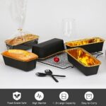 Free-Air 1 LB Disposable Mini Loaf Pans 50 Pack, Small Cake Baking Tins Liners, 7.5” X 3.35” X 2” Individual Bread Loaf Tin Mold Containers With 50 Bags For Baked Goods Packaging-Black