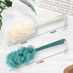 2Pack Back Scrubber for Shower?PIPUHA Loofah Sponge Shower Brush Using Body Exfoliating with Long Handle, Loofah on a Stick for Men Women, Bathing Accessories for Body Brushes (Blue and White)