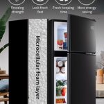 KRIB BLING Refrigerator 3.5 Cu.Ft with Freezer,Vintage Double Door,Lock Fresh,7 Level Adjustable Thermostat ct for Dorm, Bar, Office,Kitchen, Apartment?Black