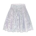 Nightycatty Women’s Sequins Skirt High Waisted Elastic Sparkly Clubwear Night-Out Mini Skirt Silver White XL