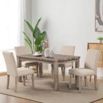 Morden Fort 5 Piece Dining Table and Chair Set Rectangular Kitchen Table Set, Vintage Style and Modern Decoration Dining Table Chair Set for Dining Room, Home Kitchen, Restaurant