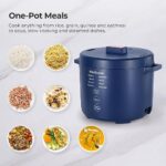 Narcissus Rice Cooker 3.5-Cup Uncooked / 7-Cup Cooked for 1-3 People Family, Multifunctional Cooking for White/Brown Rice, Oatmeal, Quinoa, Slow Cook, Steam, Can Cook Rice and Steam Dish Together, Blue