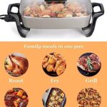 16″ Grey Ceramic Electric Skillet – Roast fry grill stew bake make casseroles and more