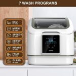 ICUIRE Portable Dishwasher Countertop, No Hookup Needed, 7 Programs, PTC Air-Dry, Anti-Leakage, Fruit & Vegetable Soaking, Mini Dishwasher for Apartments, Dorms and RVs