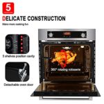 Gas Wall Oven 24 Inch, GASLAND Chef Pro GS606DS Built-in Single Wall Oven, 6 Cooking Functions Natural Gas Wall Oven with Rotisserie, Digital Display with Knob Control, 120V Stainless Steel Finish
