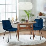 NicBex Velvet Dining Chairs, Upholstered Reception Chairs, Tufted Accent Chair with Metal Legs for Home Kitchen, Living Room, Set of 2, Blue