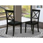 East West Furniture BOC-BLK-W Dining Room Cross Back Solid Wood Seat Chairs, Set of 2, Black