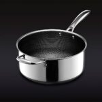 HexClad Cookware 5-Quart Hybrid Saucepan and Glass Lid, Stay-Cool Handle, PFOA-Free Non-Stick Surface