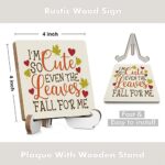 Fall Leaves Sign Autumn Thanksgiving Fall Decor Rustic Wooden Desk Decor Funny Fall Quotes for Home Farmhouse Office Bathroom Kitchen Shelf Table Seasonal Harvest Decoration Plaque with Wood Stand