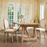 VONLUCE French Country Dining Room Chairs Set of 2, Farmhouse Fabric Chairs with Round Back, Solid Rubberwood Legs, Oval Side Chairs for Kitchen Bedroom Dining Room Beige