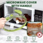 Gracenal Microwave Cover for Food, Clear Microwave Splatter Cover with Handle and Water Storage Box, 10 Inch Plate Covers, Kitchen Gadgets and Accessories, House Essentials for New Home Gifts, Green