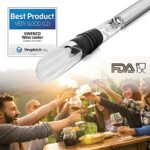 Wine Chiller Set + Foil Cutter, Stopper, Pouch, Ebook – Premium 3-in-1 Stainless Steel Bottle Cooler Stick Chill Rod, Decanting Aerator & Drip-Free Pourer | Design Bar Tasting Accessory Gift Men Women