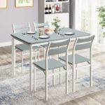 AWQM Dining Table Set for 4, 5 Piece Kitchen Table and Chairs Set for 4 People, Modern Wooden Dining Table with Backrest Chair for Dining Room Kitchen Breakfast Nook, Grey