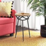 Amazon Brand – Stone & Beam Modern Rustic Wood and Metal Side End Table, 16.25″ W, Natural