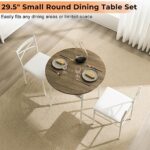 VINGLI 3 Piece Round Dining Set,29.5″ Small Dining Table Set for 2,Round Kitchen Table with 2 Chairs Set for Small Space/Dining Room/Apartment,Upholstered Chairs,Metal Frame,Storage Shelf (White)