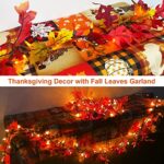 Thanksgiving Decorations Fall Maple Leaf String Lights Plug in, 8ft Fall Leaves Garland with Lights, 35 Orange Bulbs Lighted Fall Garland Lights for Halloween Garland Outdoor Thanksgiving Decor