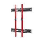 Signature Fitness 3” x 3” Wall Mounted Fold-in Power Cage Squat Rack with Adjustable Pull Up Bar and J Hooks – Space-Saving Home Gym, Red