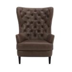 Amazon Brand – Stone & Beam Hansberry Wingback Leather Living Room Accent Chair, 32.7”W, Dark Brown