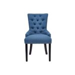CangLong Modern Elegant Button-Tufted Upholstered Fabric With Nailhead Trim Dining Side Chair for Dining Room Accent Chair for Bedroom, Blue