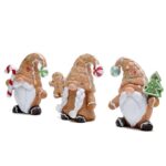 Hodao 3 Set of Christmas Gingerbread Elf Trio Tomte Swedish Scandinavian Gnomes Figurines Decorations Resin Boy and Girl Figurines for Xmas Gift Christmas Decor for Home