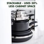 GreenPan Levels Stackable Hard Anodized Healthy Ceramic Nonstick 11 Piece Cookware Pots and Pans Set, PFAS-Free, Dishwasher Safe, Black