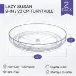2 Pack, 9 Inch Clear Non-Skid Lazy Susan Organizers – Turntable Rack for Kitchen Cabinet, Pantry Organization and Storage, Fridge, Bathroom Closet, Vanity Countertop Makeup Organizing, Spice Rack