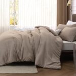 Bedsure Queen Comforter Set Kids – Khaki Queen Size Comforter, Soft Bedding for All Seasons, Cationic Dyed Bedding Set, 3 Pieces, 1 Comforter (90″x90″) and 2 Pillow Shams (20″x26″+2″)