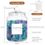 NEECZS Glass Jars for Laundry Room Organization and Storage,Half Gallon Laundry Pods Container Holder with Lid,Labels,Spoons&Marker,Laundry Detergent Powder Scent Booster Glass Container,2 Jars