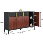 Tribesigns 59 Inches Sideboard Cabinet, Modern Buffet Storage Cabinet with 4 Doors, 2 Tiers Wood Accent Cabinet for Living Room, Black Kitchen Liquor Storage Cabinet for Dining Room