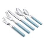 ANNOVA 20 Pieces Stainless Steel Flatware/Cutlery Set Color Handles – 4 x Dinner Forks, 4 x Salad Forks, 4 x Dinner Knives, 4 x Dinner Spoons, 4 x Dessert Spoons – Service for 4 (Turquoise, 20 Pieces)