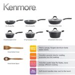 Kenmore Arlington Healthy Nonstick Ceramic Coated Forged Aluminum Induction Cookware, 12-Piece, Black Exterior/Grey Interior