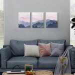 SUMGAR Mountain Wall Art Gray Hazy Pastel Sky Canvas Pink Sunset Glow Prints Landscape Scene Home Decor Abstract Artwork for Living Room Bedroom Home Office Decoration 3 Panels, 12 x 16 in