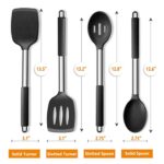 Cooking Utensils Set of 4, E-far Silicone Kitchen Utensils for Non-stick Cookware, Heat Resistant & Non-toxic Slotted Spatula Solid Spoon Turner for Flipping Mixing Serving Basting(Black)