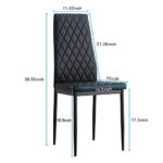 LIADTOP 5-Piece, Black Tempered Glass Kitchen Faux Leather Padded, Contemporary Room 4, Family Dining Table & Chair Set