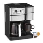 Cuisinart SS-GB1 Coffee Center Grind and Brew Plus, Built-in Coffee Grinder, Coffeemaker and Single-Serve Brewer with 6oz, 8oz and 10oz Serving Size, Black/Silver, 12-Cup Glass