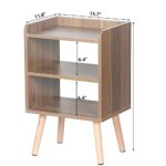 LUCKNOCK Nightstand, Mid-Century Modern Bedside Tables with Storage Shelf, Minimalist and Practical End Side Table, Fashion Bedroom Furniture, Walnut.
