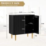 HLR Black Accent Cabinet with Doors, Sideboard Buffet Cabinet with Fluted Textured, Modern Credenza Storage Cabinet for Living Room, Entryway, Kitchen, Dining Room