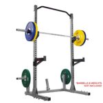 Sunny Health & Fitness Power and Squat Rack with High Weight Capacity, Olympic Weight Plate Storage and 360° Swivel Landmine and Power Band Attachment