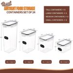 PRAKI Airtight Food Storage Containers Set with Lids – 24 PCS, BPA Free Kitchen and Pantry Organization, Plastic Leak-proof Canisters for Cereal Flour & Sugar – Labels & Marker